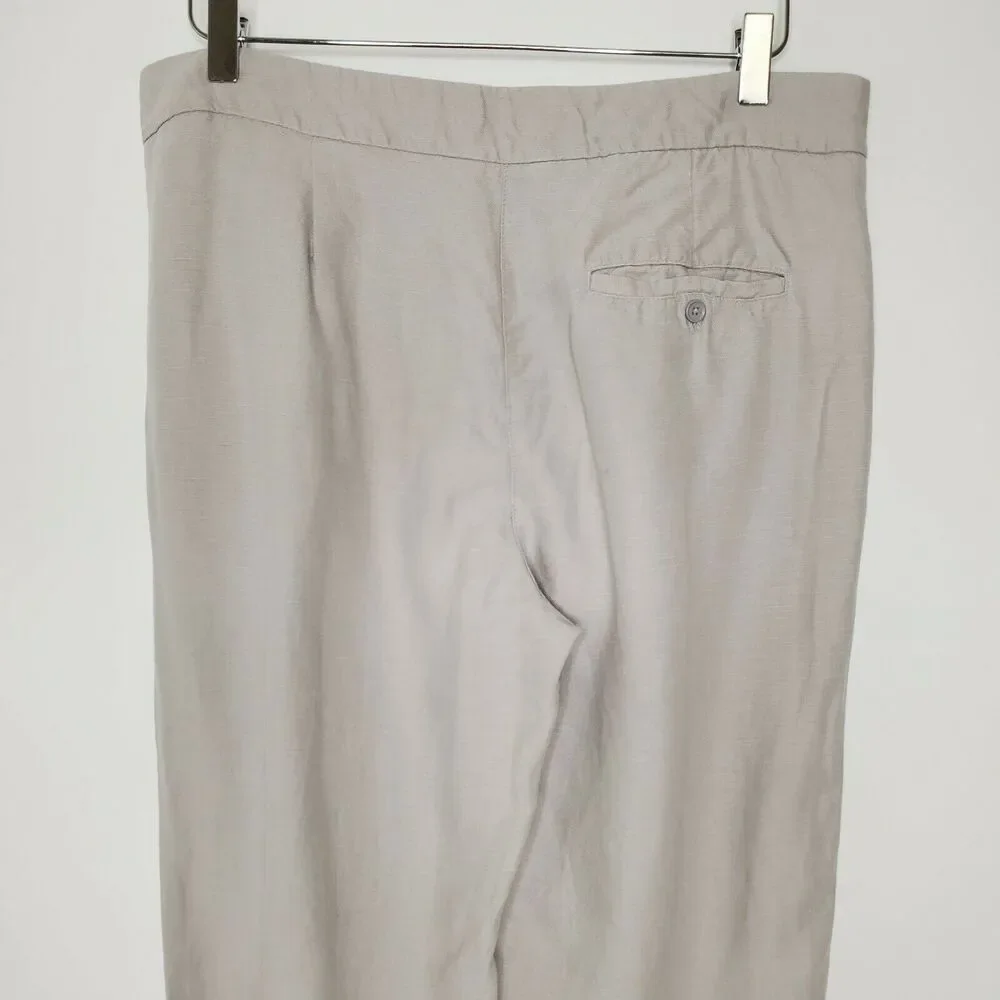Wilfred Allant High Rise Cropped Pants 8 Oatmeal Linen Blend Roll Cuff Hem